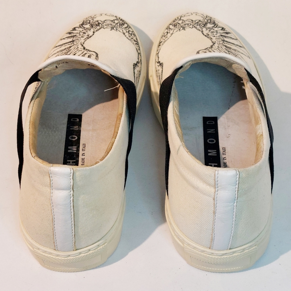 John Richmond printed canvas & leather slip-on sneakers, EU40, deadstock/flaws - Picture 5 of 10